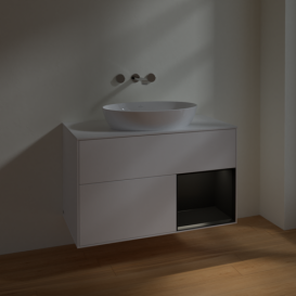 Тумба під раковину Villeroy & Boch Finion 100х50,1 см із підсвічуванням МДФ білий матовий лак/скло біле матове FA21PDMT