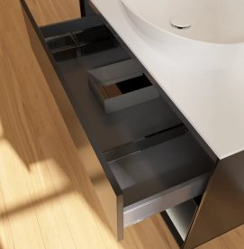 Тумба під раковину Villeroy & Boch Finion 100х50,1 см із підсвічуванням МДФ чорний матовий лак/скло біле матове FA21PDPD