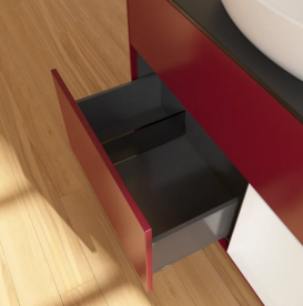 Тумба під раковину Villeroy & Boch Finion 100х50,1 см з підсвічуванням МДФ півонія матовий лак/скло чорне матове FA22GFHB