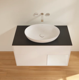 Тумба під раковину Villeroy & Boch Finion 100х50,1 см із підсвічуванням МДФ білий матовий лак/скло чорне матове FA22GFMT