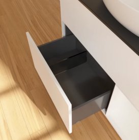 Тумба под раковину Villeroy & Boch Finion 100х50,1 см с подсветкой МДФ белый матовый лак/стекло черное матовое FA22GFMT