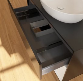 Тумба під раковину Villeroy & Boch Finion 100х50,1 см із підсвічуванням МДФ чорний матовий лак/скло чорне матове FA22GFPD