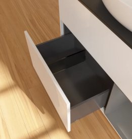 Тумба під раковину Villeroy & Boch Finion 100х50,1 см із підсвічуванням МДФ білий матовий лак/скло чорне матове FA22GKMT