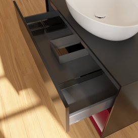 Тумба под раковину Villeroy & Boch Finion 100х50,1 см с подсветкой МДФ черный матовый лак/стекло черное матовое FA22HBPD