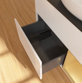 Тумба под раковину Villeroy & Boch Finion 100х50,1 см с подсветкой МДФ глянцевый белый лак/стекло черное матовое FA22HFGF