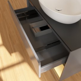 Тумба під раковину Villeroy & Boch Finion 100х50,1 см із підсвічуванням МДФ антрацит матовий лак/скло чорне матове FA22HFGK