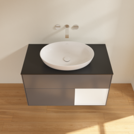 Тумба під раковину Villeroy & Boch Finion 100х50,1 см із підсвічуванням МДФ антрацит матовий лак/скло чорне матове FA22MTGK