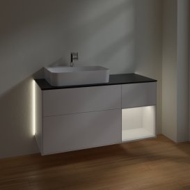 Тумба под раковину Villeroy & Boch Finion 120х50,1 см с подсветкой МДФ белый матовый лак/стекло черное матовое G152GFMT