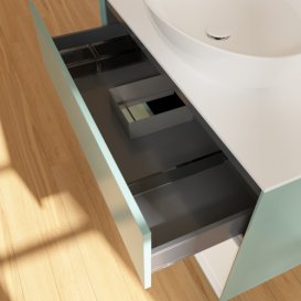 Тумба під раковину Villeroy & Boch Finion 100х50,1 см із підсвічуванням МДФ оливковий матовий лак/скло біле матове FA21GFGM