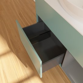 Тумба під раковину Villeroy & Boch Finion 100х50,1 см із підсвічуванням МДФ оливковий матовий лак/скло біле матове FA21GKGM