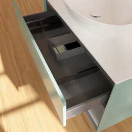 Тумба під раковину Villeroy & Boch Finion 100х50,1 см із підсвічуванням МДФ оливковий матовий лак/скло біле матове FA21GKGM