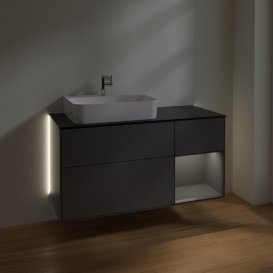 Тумба під раковину Villeroy & Boch Finion 120х50,1 см із підсвічуванням МДФ антрацит матовий лак/скло чорне матове G152GKGK