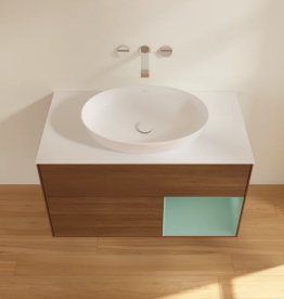 Тумба під раковину Villeroy & Boch Finion 100х50,1 см із підсвічуванням МДФ шпон волоського горіха/скло біле матове FA21GMGN