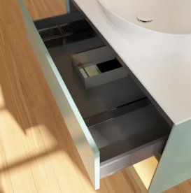 Тумба під раковину Villeroy & Boch Finion 100х50,1 см із підсвічуванням МДФ оливковий матовий лак/скло біле матове FA21HFGM