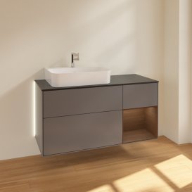 Тумба под раковину Villeroy & Boch Finion 120х50,1 см с подсветкой МДФ антрацит матовый лак/стекло черное матовое G152GNGK