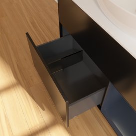 Тумба под раковину Villeroy & Boch Finion 100х50,1 см с подсветкой МДФ черный матовый лак/стекло белое матовое FA21HGPD