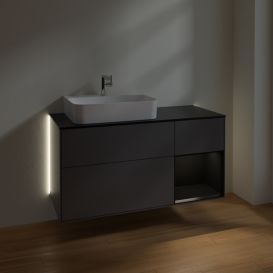 Тумба під раковину Villeroy & Boch Finion 120х50,1 см із підсвічуванням МДФ антрацит матовий лак/скло чорне матове G152PDGK