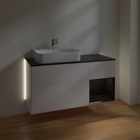 Тумба под раковину Villeroy & Boch Finion 120х50,1 см с подсветкой МДФ белый матовый лак/стекло черное матовое G152PDMT