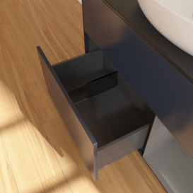 Тумба під раковину Villeroy & Boch Finion 100х50,1 см із підсвічуванням МДФ темно-синій матовий лак/скло чорне матове FA22GKHG