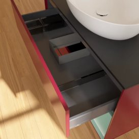 Тумба под раковину Villeroy & Boch Finion 100х50,1 см с подсветкой МДФ пион матовый лак/стекло черное матовое FA22GMHB