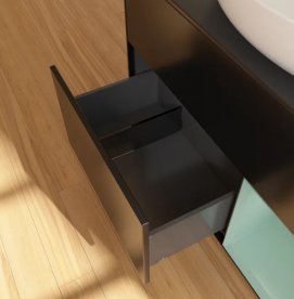 Тумба под раковину Villeroy & Boch Finion 100х50,1 см с подсветкой МДФ черный матовый лак/стекло черное матовое FA22GMPD