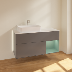 Тумба под раковину Villeroy & Boch Finion 120х50,1 см с подсветкой МДФ антрацит матовый лак/стекло белое матовое G151GMGK