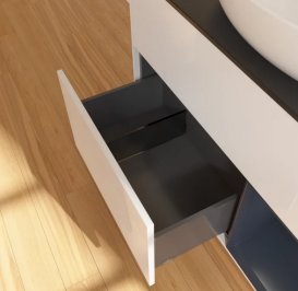 Тумба під раковину Villeroy & Boch Finion 100х50,1 см з підсвічуванням МДФ білий глянцевий лак/скло чорне матове FA22HGGF