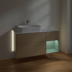 Тумба под раковину Villeroy & Boch Finion 120х50,1 см с подсветкой МДФ шпон дуба/стекло белое матовое  G151GMPC