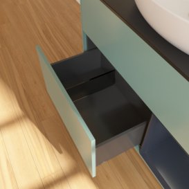 Тумба під раковину Villeroy & Boch Finion 100х50,1 см із підсвічуванням МДФ оливковий матовий лак/скло чорне матове FA22HGGM