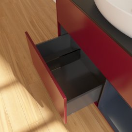 Тумба під раковину Villeroy & Boch Finion 100х50,1 см з підсвічуванням МДФ півонія матовий лак/скло чорне матове FA22HGHB