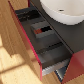 Тумба під раковину Villeroy & Boch Finion 100х50,1 см з підсвічуванням МДФ півонія матовий лак/скло чорне матове FA22HGHB