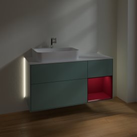 Тумба под раковину Villeroy & Boch Finion 120х50,1 см с подсветкой МДФ оливковый матовый лак/стекло белое матовое G151HBGM