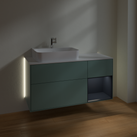 Тумба під раковину Villeroy & Boch Finion 120х50,1 см із підсвічуванням МДФ оливковий матовий лак/скло біле матове G151HGGM