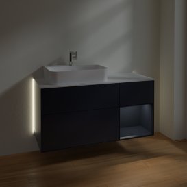 Тумба под раковину Villeroy & Boch Finion 120х50,1 см с подсветкой МДФ темно-синий матовый лак/стекло белое матовое G151HGHG