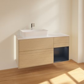 Тумба под раковину Villeroy & Boch Finion 120х50,1 см с подсветкой МДФ шпон дуба/стекло белое матовое G151HGPC