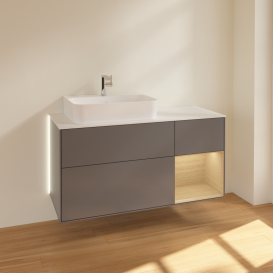 Тумба под раковину Villeroy & Boch Finion 120х50,1 см с подсветкой МДФ антрацит матовый лак/стекло белое матовое G151PCGK