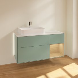 Тумба под раковину Villeroy & Boch Finion 120х50,1 см с подсветкой МДФ оливковый матовый лак/стекло белое матовое G151PCGM