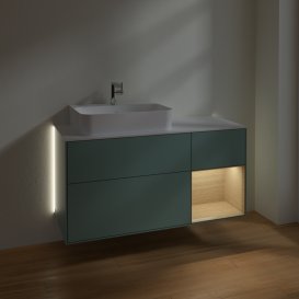 Тумба под раковину Villeroy & Boch Finion 120х50,1 см с подсветкой МДФ оливковый матовый лак/стекло белое матовое G151PCGM