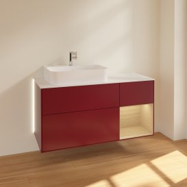 Тумба під раковину Villeroy & Boch Finion 120х50,1 см із підсвічуванням МДФ півонія матовий лак/скло біле матове G151PCHB