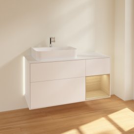 Тумба под раковину Villeroy & Boch Finion 120х50,1 см с подсветкой МДФ белый матовый лак/стекло белое матовое G151PCMT