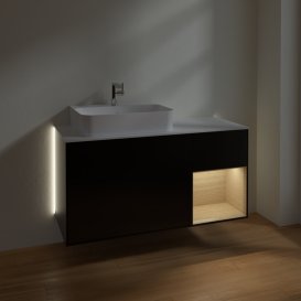 Тумба под раковину Villeroy & Boch Finion 120х50,1 см с подсветкой МДФ черный матовый лак/стекло белое матовое G151PCPD