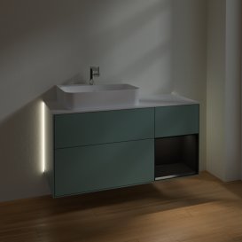 Тумба під раковину Villeroy & Boch Finion 120х50,1 см із підсвічуванням МДФ оливковий матовий лак/скло біле матове G151PDGM