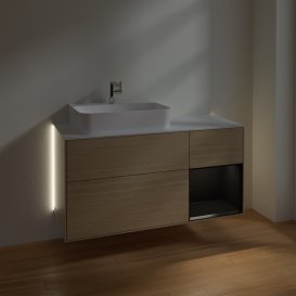 Тумба под раковину Villeroy & Boch Finion 120х50,1 см с подсветкой МДФ шпон дуба/стекло белое матовое G151PDPC