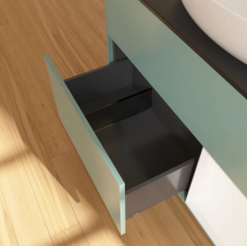 Тумба під раковину Villeroy & Boch Finion 100х50,1 см із підсвічуванням МДФ оливковий матовий лак/скло чорне матове FA22MTGM