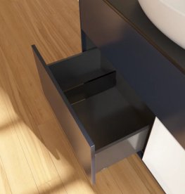 Тумба под раковину Villeroy & Boch Finion 100х50,1 см с подсветкой МДФ темно-синий матовый лак/стекло черное матовое FA22MTHG