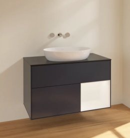 Тумба под раковину Villeroy & Boch Finion 100х50,1 см с подсветкой МДФ темно-синий матовый лак/стекло черное матовое FA22MTHG