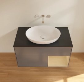 Тумба под раковину Villeroy & Boch Finion 100х50,1 см с подсветкой МДФ антрацит матовый лак/стекло черное матовое FA22PCGK