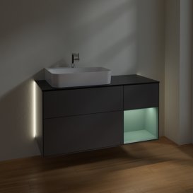 Тумба под раковину Villeroy & Boch Finion 120х50,1 см с подсветкой МДФ антрацит матовый лак/стекло черное матовое G152GMGK