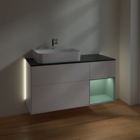 Тумба под раковину Villeroy & Boch Finion 120х50,1 см с подсветкой МДФ белый матовый лак/стекло черное матовое G152GMMT
