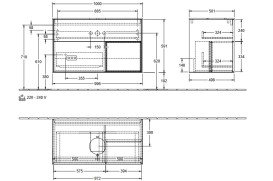 Тумба під раковину Villeroy & Boch Finion 100х50,1 см із підсвічуванням МДФ білий матовий лак/скло чорне матове FA22PCMT